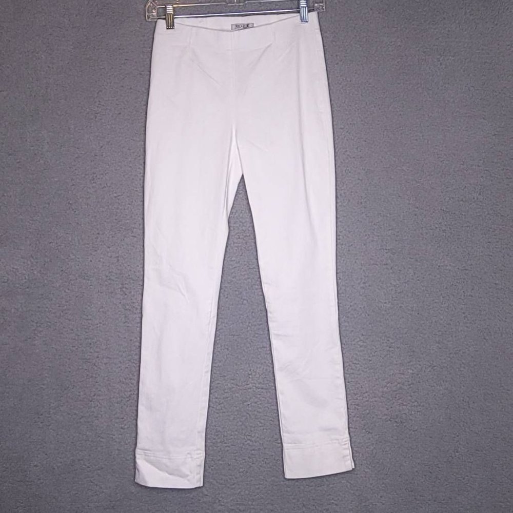 Nic Zoe Womens Pants Skinny Slim White Mid Rise Elastic Waist Stretch‎ 4 New